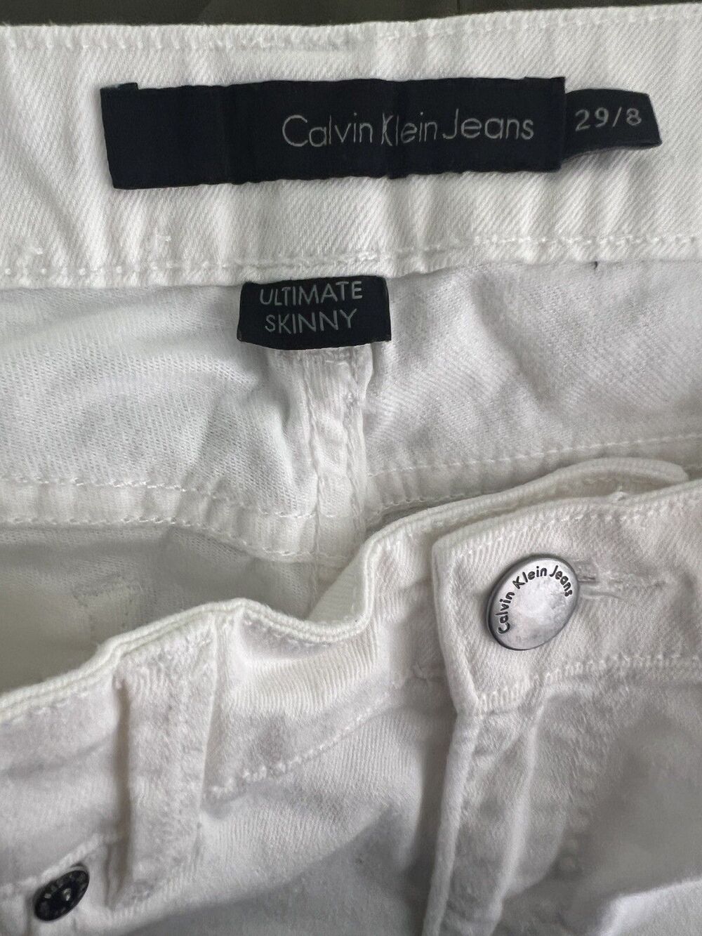 Calvin Klein Ultimate Skinny White Jeans Womens 8/29 Stretch Short 27" Inseam - Picture 4 of 15